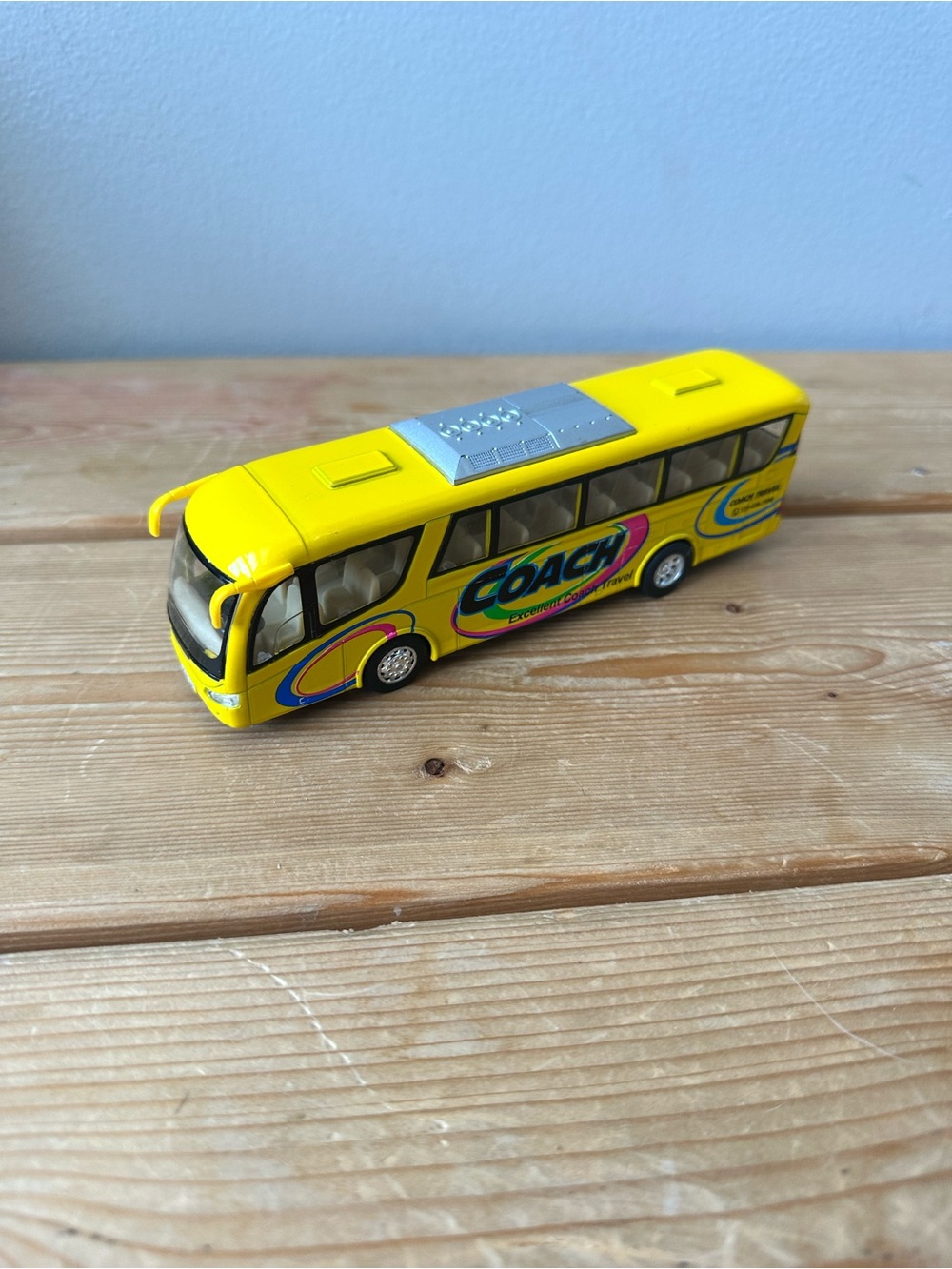 7" Kinsmart Kinsfun Coach Tour Travel Diecast Model Toy Bus Pull Action Yellow